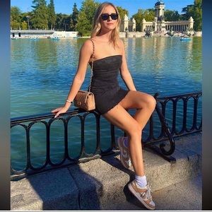 Zara | Strapless Denim Mini Dress • XS